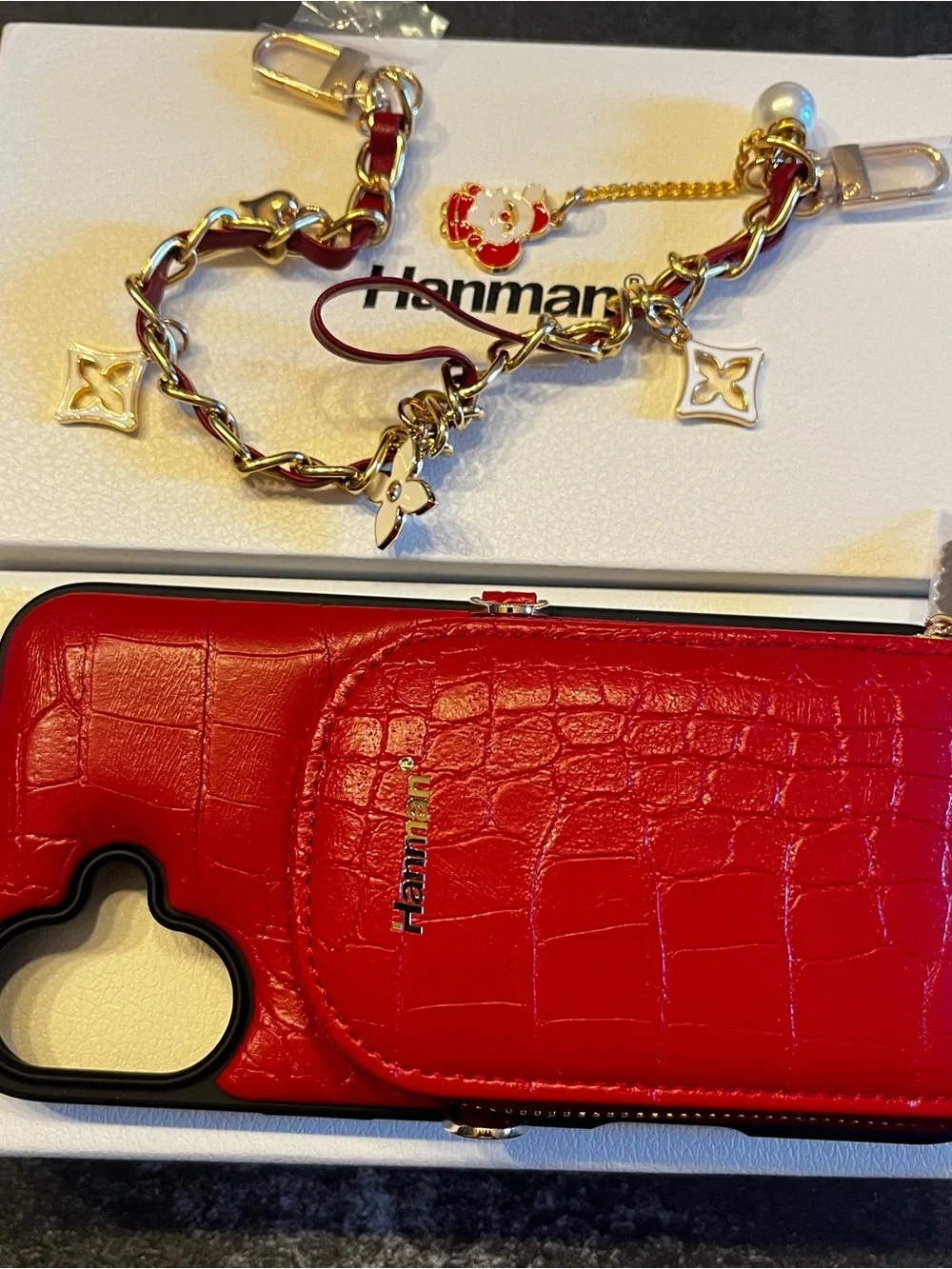 Phone Case for iPhone 16 Plus,Genuine Leather Zipper Wallet Purse Case, Red
